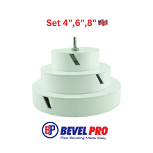 1 Full Set 4", 6", and 8" Beveling Tools For IPS+ Schedule 40/80 PVC+ Also Electrical Conduit  One Adapter for 6" and 8" tools for drill use included.